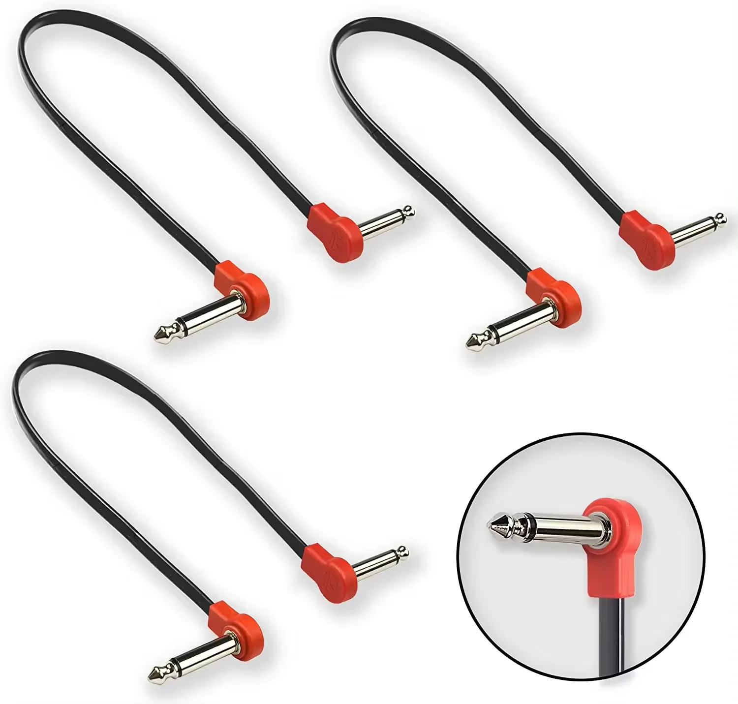 

Professional 6 Inch Guitar Patch Cables Noise Free and Long-lasting Guitar Pedal Cable Right Angle Flat Patch Cable Black