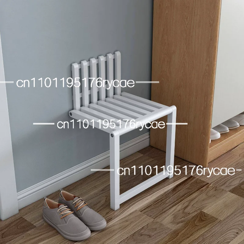 Wood Porch Chair Door Shoe Cabinets Space Saving Wall MountedChairs Folding Bathroom Balcony Living Stool Folding Chair Solid
