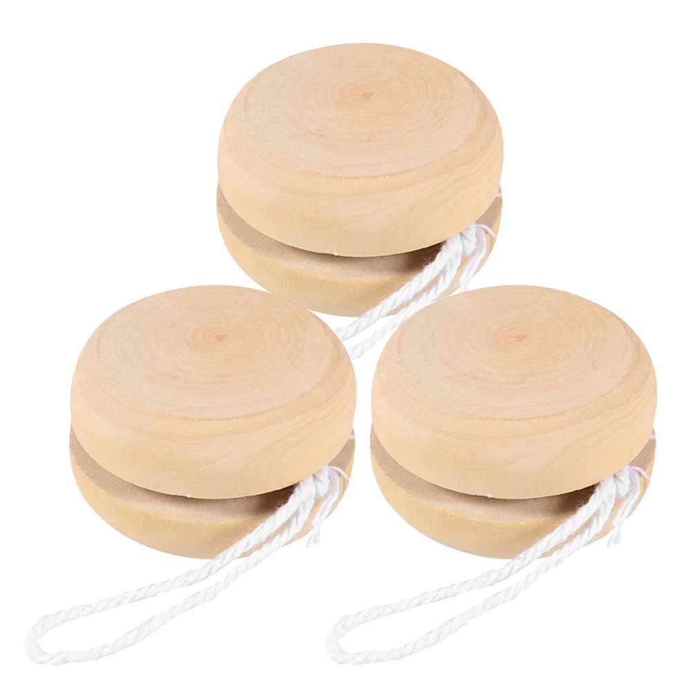 

3 Pcs Yoyo Yo-Yo Balls Decorations Wooden Graffiti Playthings Unpainted DIY Toy Toddler