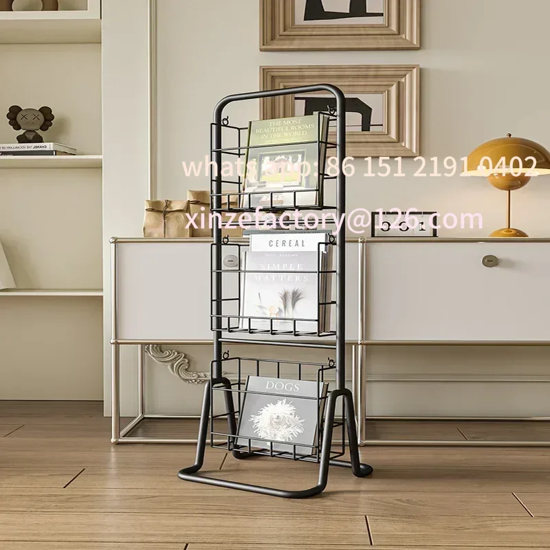 رف عرض المجلات القابل للتخصيص، رف كتب عتيق متحرك، رف تخزين مدمج للمنازل الحديثة #4