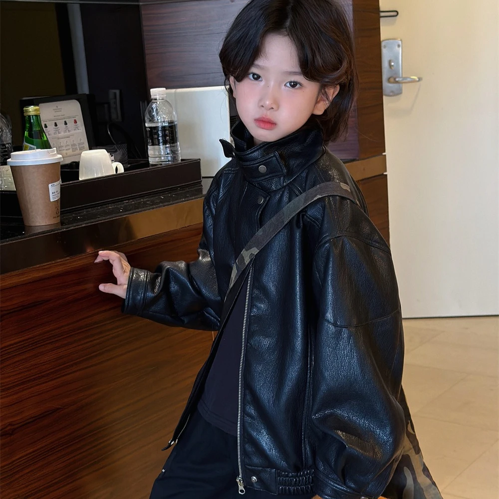 Boys' Coat 2026 Autumn and Winter New Children's Clothing Korean Style Boys and Girls Fashion Delicate Cool Leather Jacket