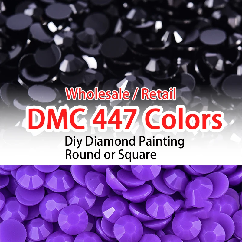 DMC-Acessório Pintura Diamante, Contas de Pedra Completas, Brocas Redondas ou Quadradas, Strass 5D, DIY, Atacado, DMC 447 Cores