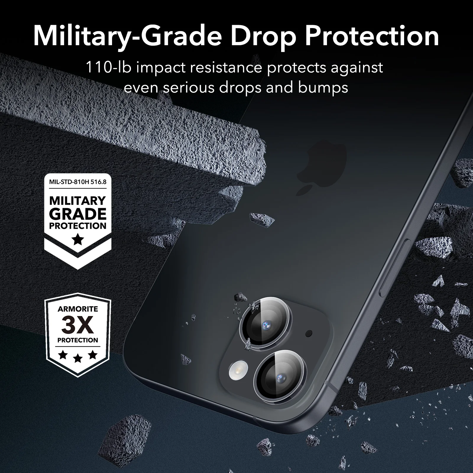 ESR для 15 Pro Max Armorite независимая пленка для объектива iPhone 15 Pro Улучшенная Защитная пленка для HD-камеры 2 шт. для iPhone 15/ 15 Plus