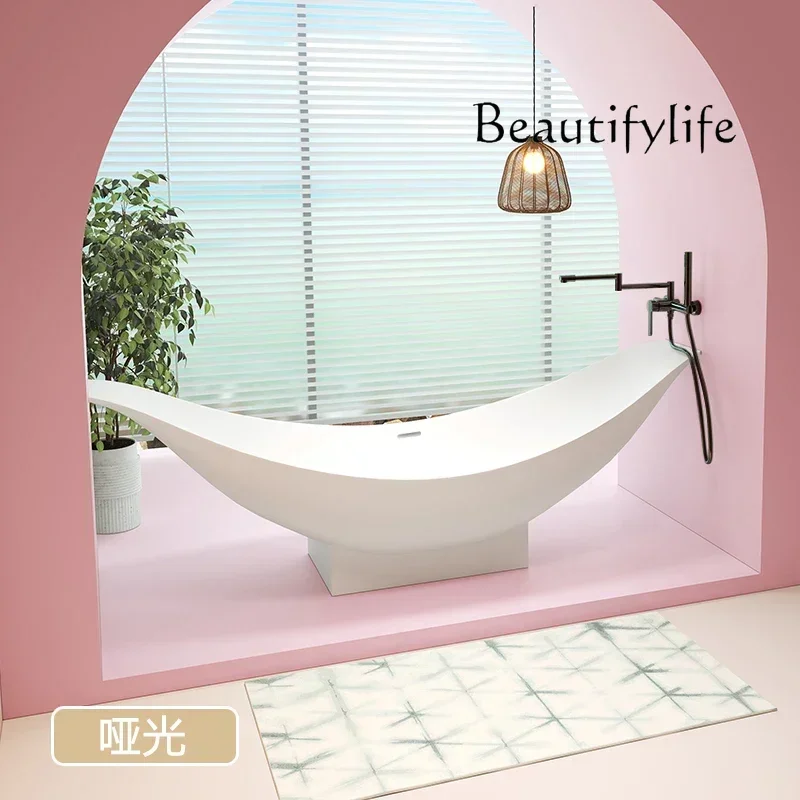 88.. حوض استحمام معلق قائم بذاته من الحجر الاصطناعي، حوض استحمام كبير من الأكريليك للمنزل والفندق، عصري وراقي #3