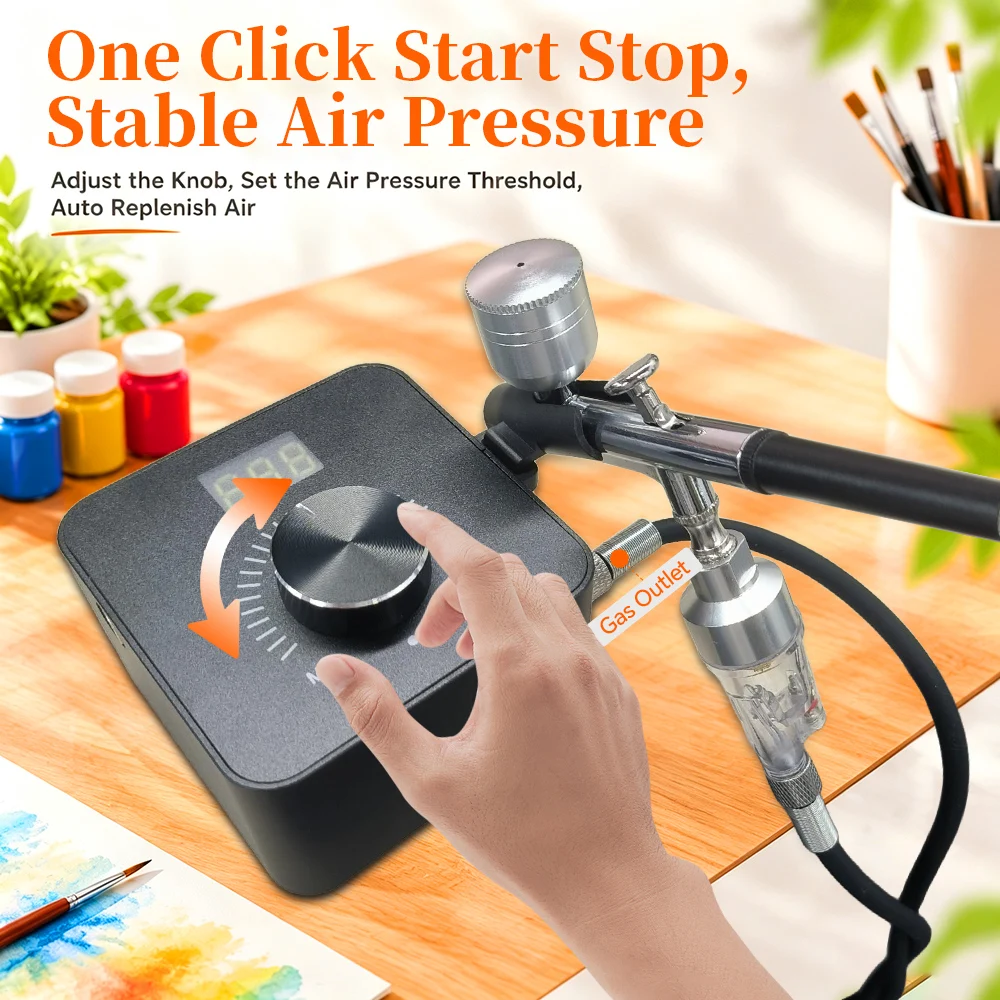 GOYOJO GIA10L Mini Air Compressor Airbrush Kit Airbrush Paint Spray Wireless Air Brush Painting Body Painting Figure Repair