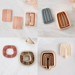 Abstract Polymer Clay Earring Cutters Geometric Oval Rectangle Line Shape Dangle Clay Molds DIY Jewelry Pendant Embossing Tools