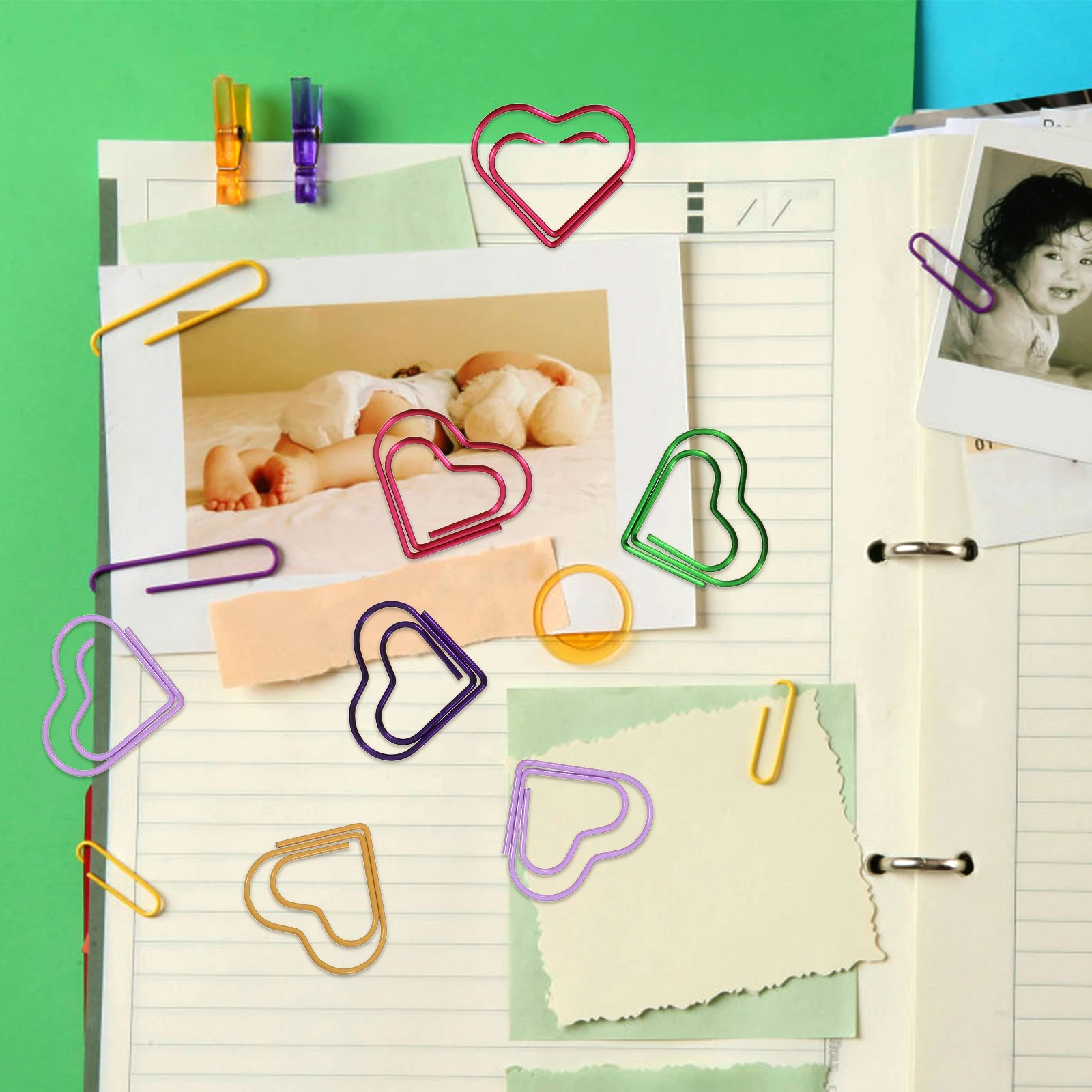 Heart-Shaped Paper Clips Multi-use Bookmarks Office Supplies Decorative Stationery File Clips Document Organizers Cute