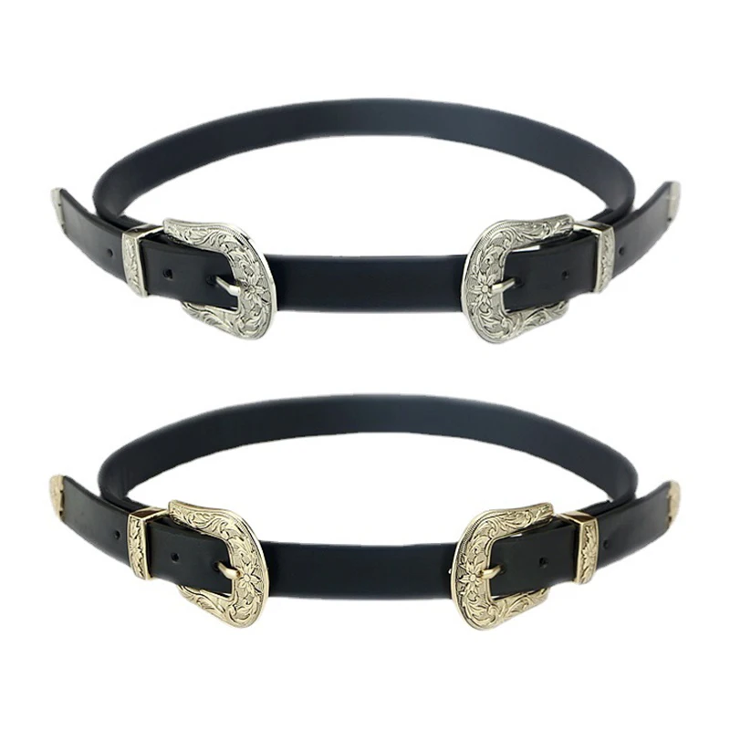 

PU Leather Women Waist Belt Adjustable Metal Buckle Belts for Jeans Western Cowboy Y2K Girls Fashion Waistband Accessories