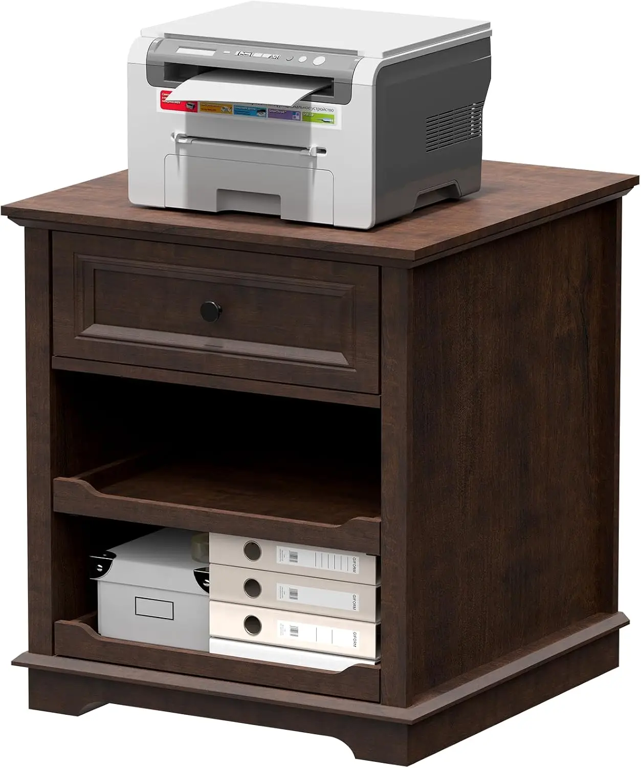 Cherry Wood Charging Cabinet Storage Shelves Filing Printer Stand