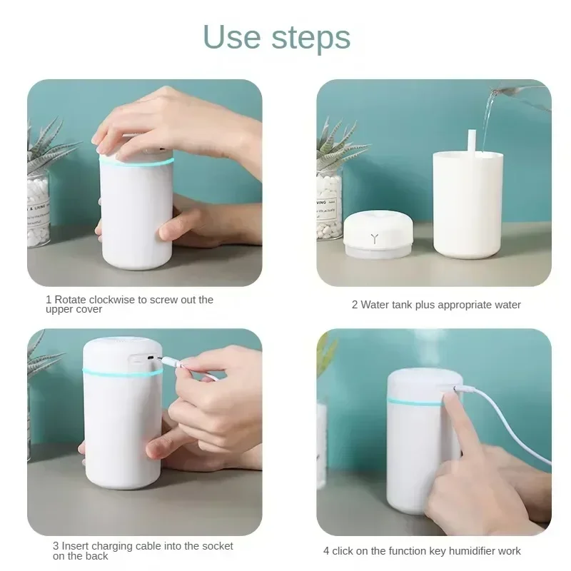 加湿器ミニオイルディフューザー USB 空気加湿器エッセンシャルオイルディフューザー車清浄機ナイトランプデスク寝室