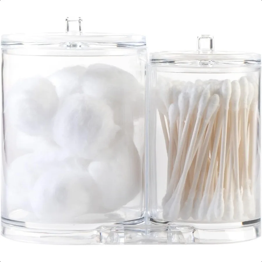 Acryl-Kosmetik-Organizer für QTip- und Wattebauschhalter mit Deckel, 9,36 Unzen und 17,61 Unzen Gläser, 1 Stück