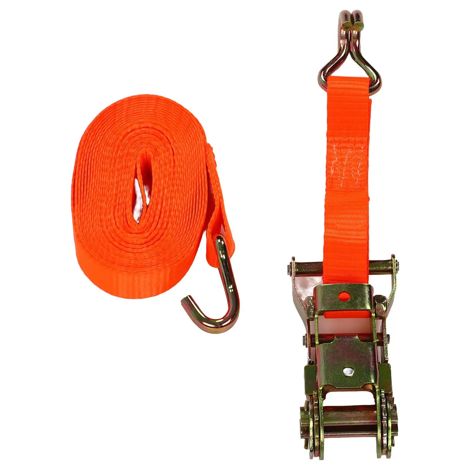 

Ratchet Tie Down Strap Heavy Duty 25mmx6m 3307lb Capacity Lashing Strap Tear Resistant with Double J Hook for truck for trailer