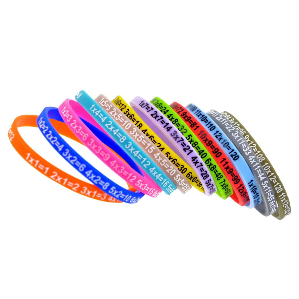 12 Pcs Decorate Multiplication Formula Silicone Wristband Student Silica Gel Tables Bracelet