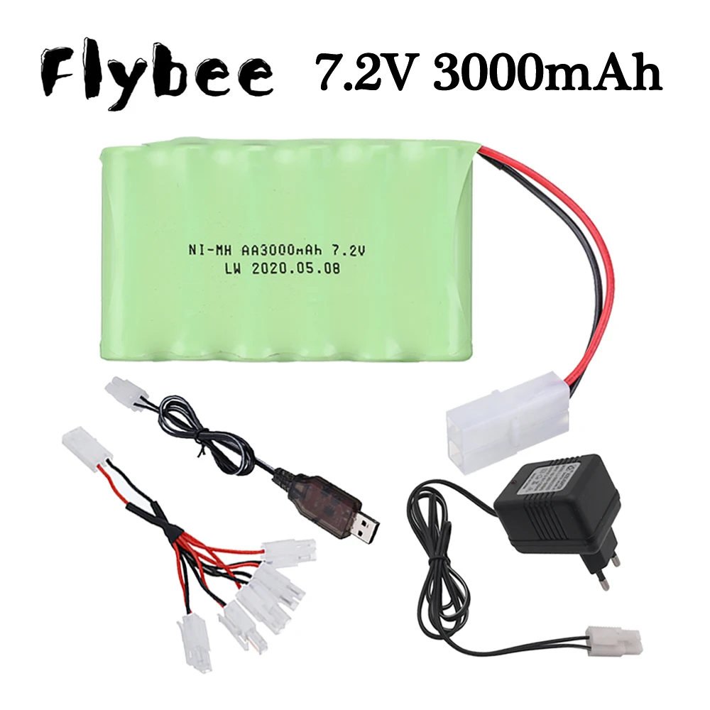 7.2V 3000mah NiMH kabel do ładowarki akumulatorowy do zabawki zdalnie sterowane cysterny samochodowej pociągu do łodzi Robot Gun Ni-MH AA 7.2v zestaw akumulatorów wtyczka Tamiya