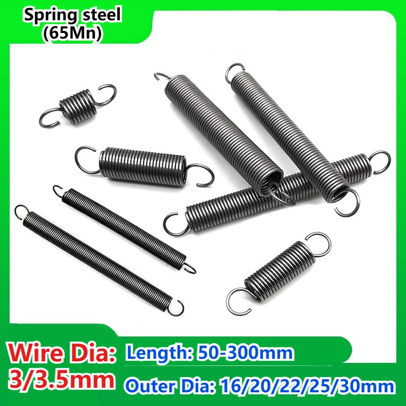 2pcs Wire Diameter 3mm/3.5mm Tension Extension Spring Expansion Springs Length 50/60/70/80/90-300mm Out Dia 16/20/22/25/30mm