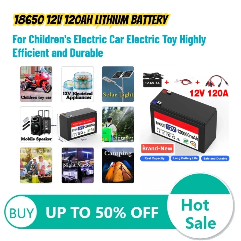 18650 12V 120AH Lithium Battery for Children's Electric Car Electric Toy Highly Efficient and Durable Rechargeable Battery