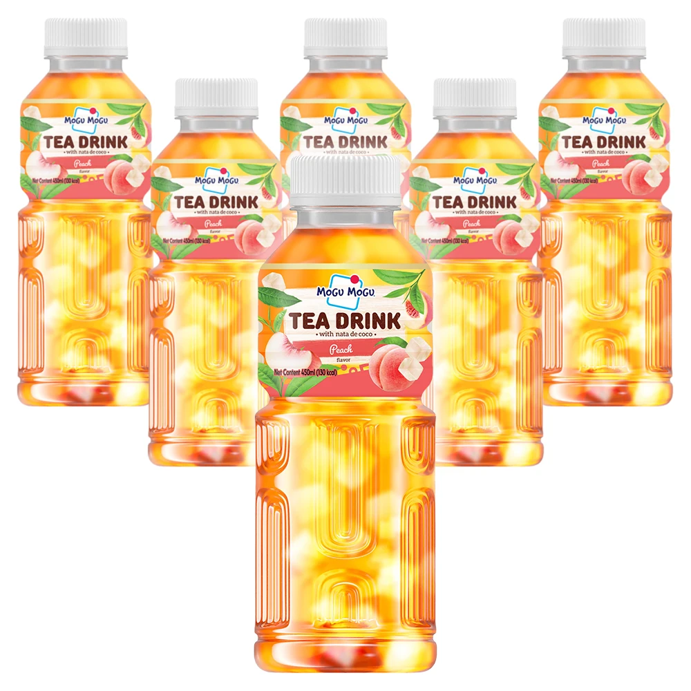 Bebida de Té Negro con Sabor a Melocotón Mogu Mogu, 450 ml * 6 Botellas