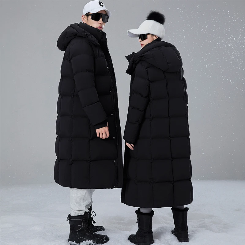 Unisex Thick Warm Loose Down Jacket White Duck Down Fashion Outerwear Men/Women Winter Soft Comfortable Long Puffer Coat