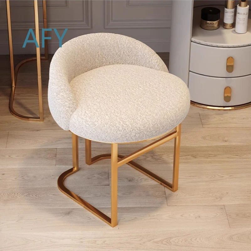 Luxury Vanity Stool for Bedroom Minimalist Modern Viral Soft Seat Backrest Nordic Dressing Table Chair for Small Spaces Home