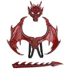 Animal Costume Dragon Cosplay Masquerade Face Mask and Wings Adult Boy and Girl Kids Halloween Decoration Carnival Party
