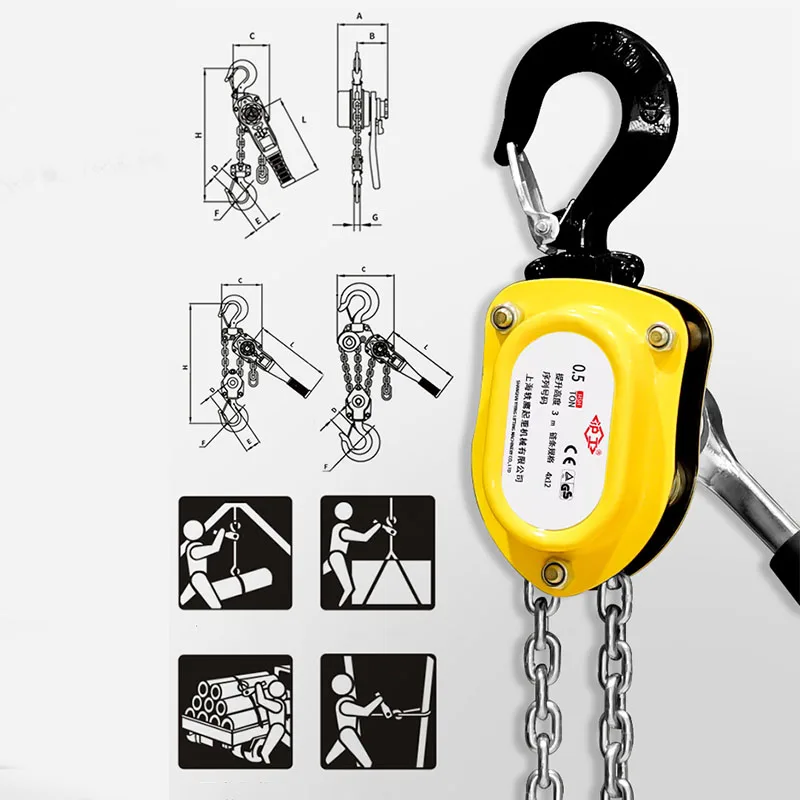 

Manual Hoist Hand Hoist Portable Wire Tightener Lifting Tools 0.25T-1.5T Winch Wire Rope Traction Hoisting Winch Traction Hoist