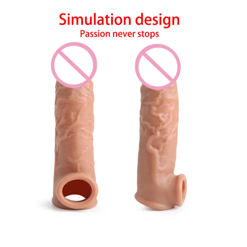 ซิลิโคนอวัยวะเพศชายอวัยวะเพศชาย DELAY Ejaculation Reusable G-Point กระตุ้นของเล่นสําหรับผู้ใหญ่อวัยวะเพศชาย Extender Sex Shop