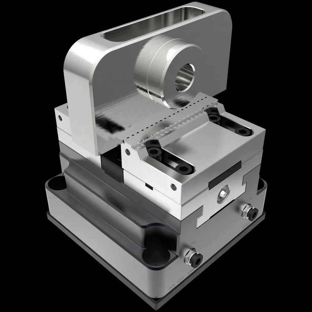 KSP-100+YZ-100 China Wholesale Cnc Self-centering Vice Precision air Pneumatic Vise Workholding with Serrated Steel Hard Jaws
