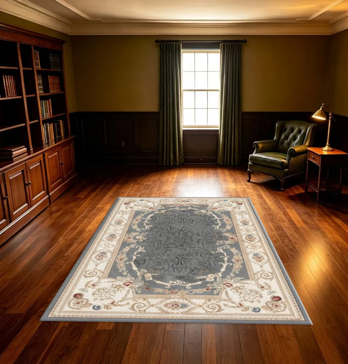 Grey French Floral Area Rug Classic European Vintage Pattern Decorative Carpet for Living Room Bedroom