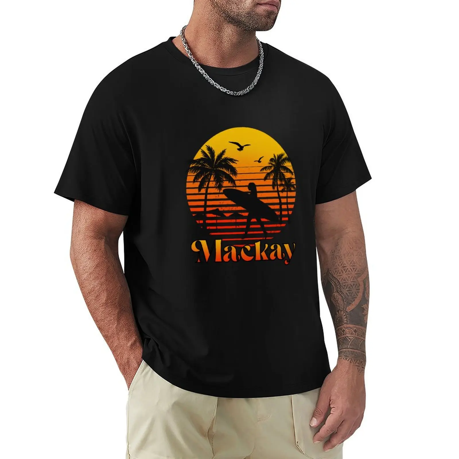 

Retro Mackay sunset surfer design T-Shirt graphic t shirts anime summer shirt funny gifts t shirts for men
