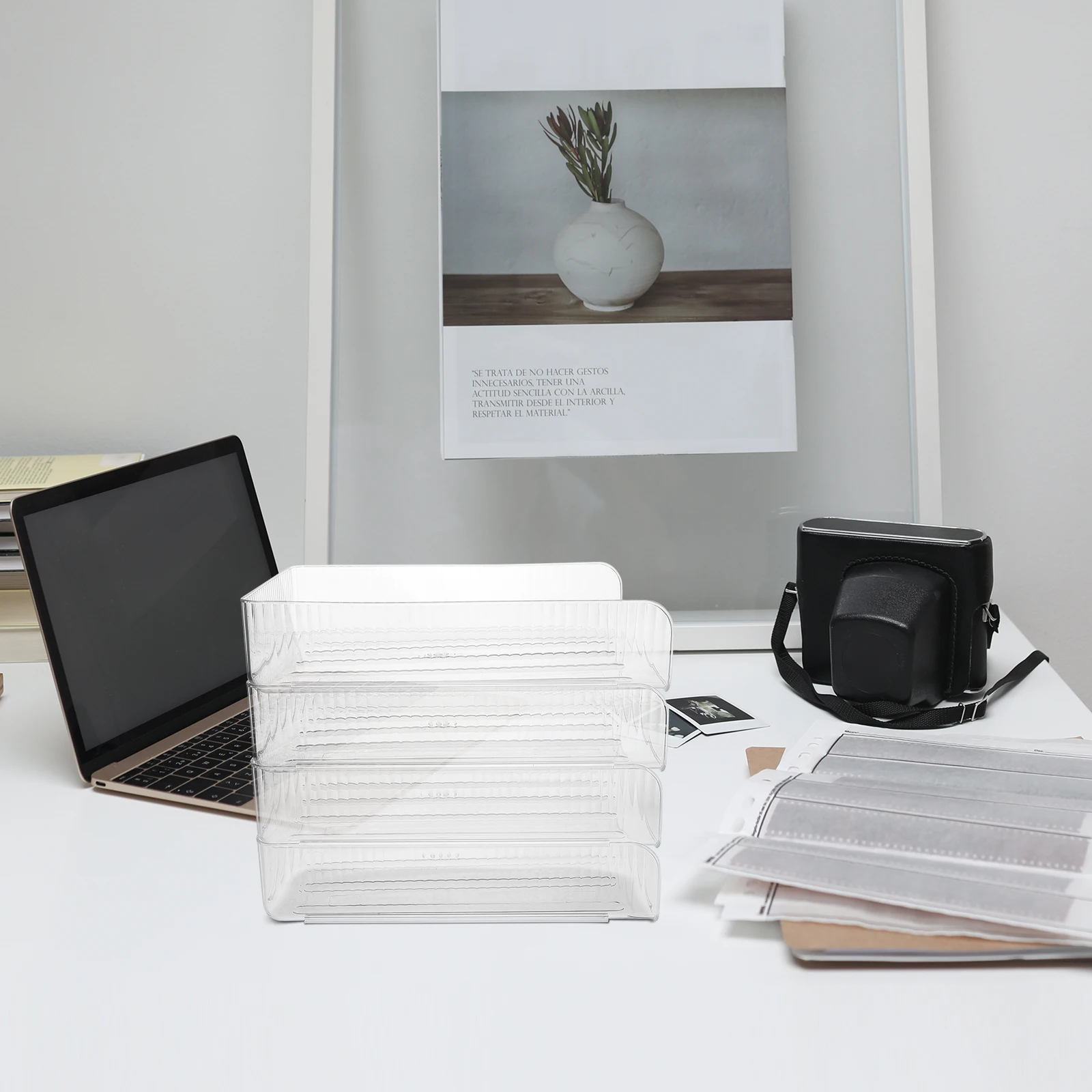 

4Pcs Clear Desk Paper Organizer Tray Desktop File Holder Document Storage Organizer Office Desktop Tray File Trays