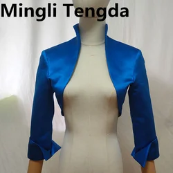 Mingli Tengda 스테인 신부 볼레로, 여성용 스탠드업 칼라, 스톨라 웨딩 재킷, 3/4 소매 케이프, 신부 폴리, 맞춤 제작