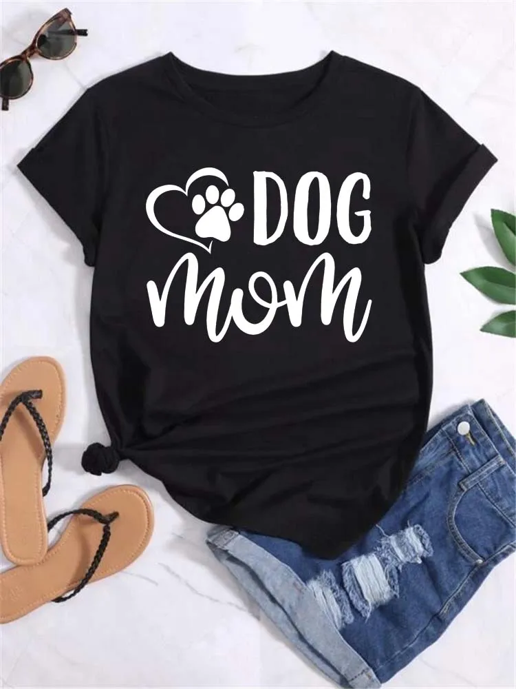 Trend Dog Mama T-shirt da donna stampate Moda Cartoon Stampa grafica T-shirt Abbigliamento Camicia femminile Manica corta T-shirt casual