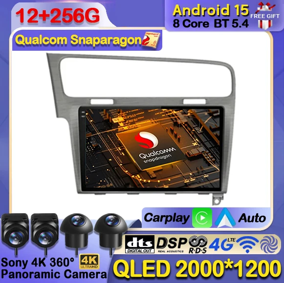 Android 15 For VW Volkswagen Golf 7 MK7 GTI 2011 - 2023 Car Radio Multimedia Video Player Navigation GPS Carplay Auto 4G WIFI BT