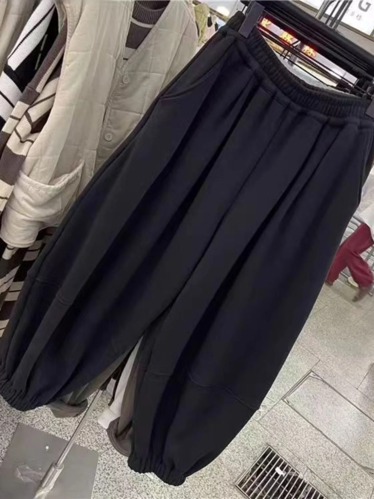 

Men's Retro Thiened Fce Lined Casual Pants High Waist Loose Fit Long Trousers Autumn Winter Faion Streetwear Sle