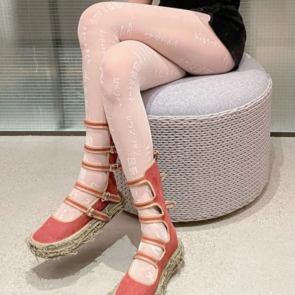 

Trendy Women Spring Seamless Letter Print Tights Japanese Pantyhose Women Stockings