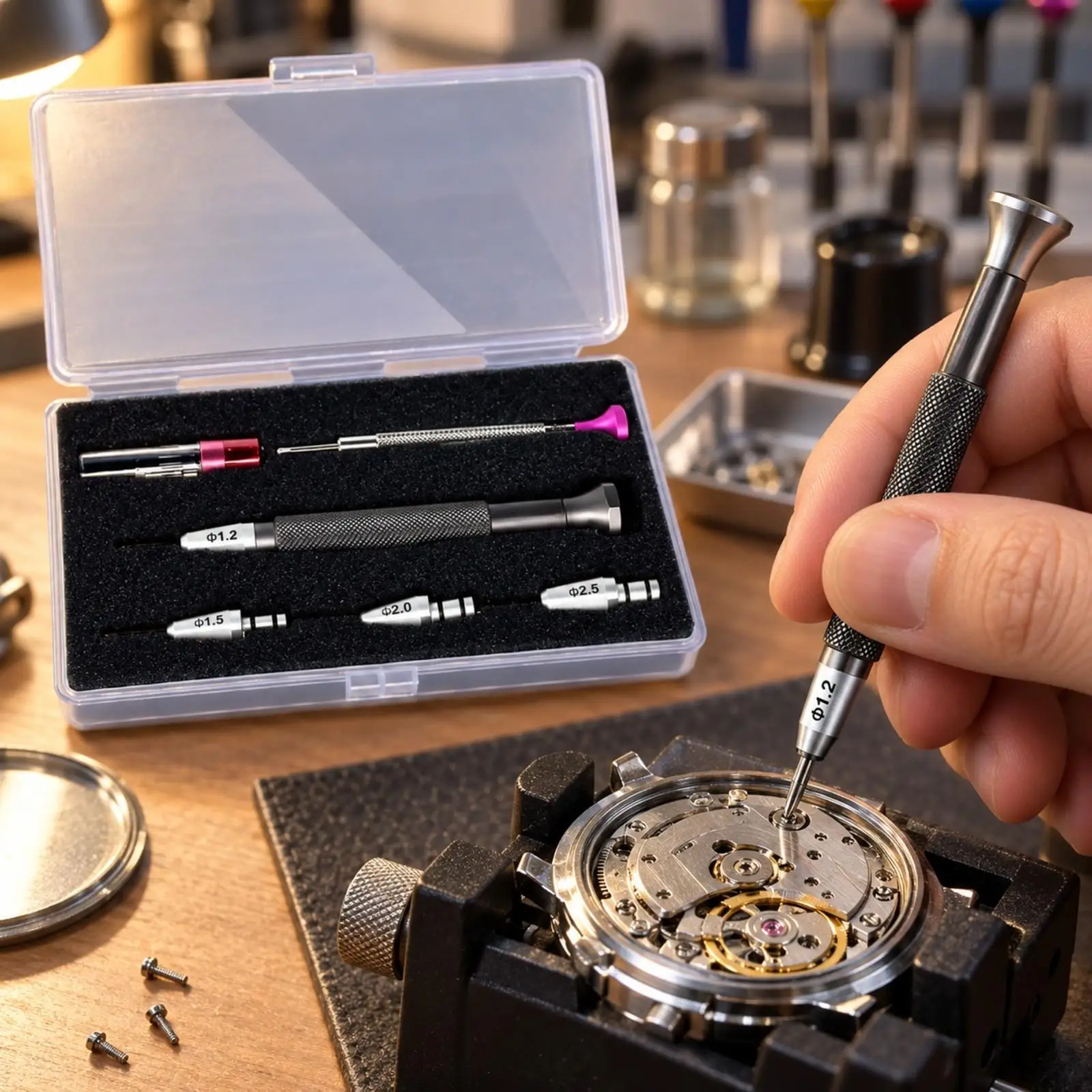 Precision Screwdriver Set with Case Interchangeable Bits Precision Watch-Repair Screwdriver Kit Anti-Slip Compact for Hobbyists
