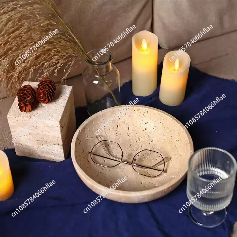 Light Luxury And Retro Natural Marble Home Living Room Fruit Snack Storage Bowl Jewelry And Jewelry A Mini Ornament