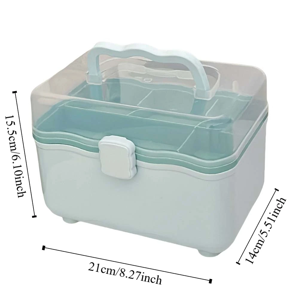 Cosmetic Case 2 Layer Storage Box Jewelry Case Nail Art Box Desktop Organizer Dustproof Waterproof Family Emergency Kit Box