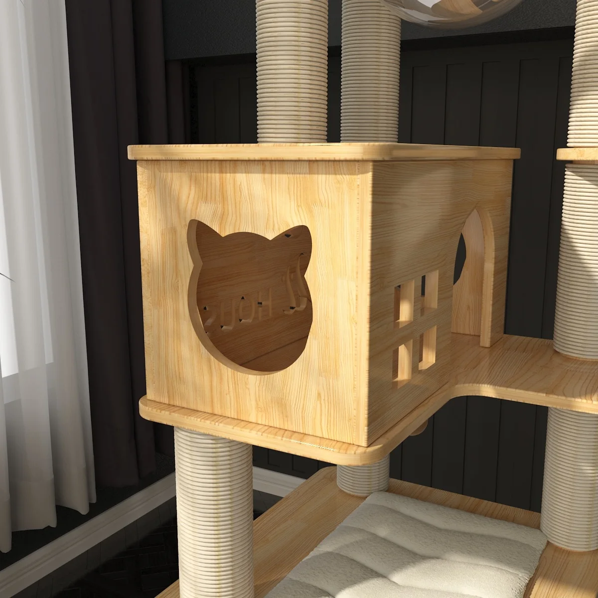 Global Bestseller Luxury Modern Multi-Layer Large Integrated Cat Climbing Frame Wear-Resistant Eco-Friendly Wooden Cat Tree Pet