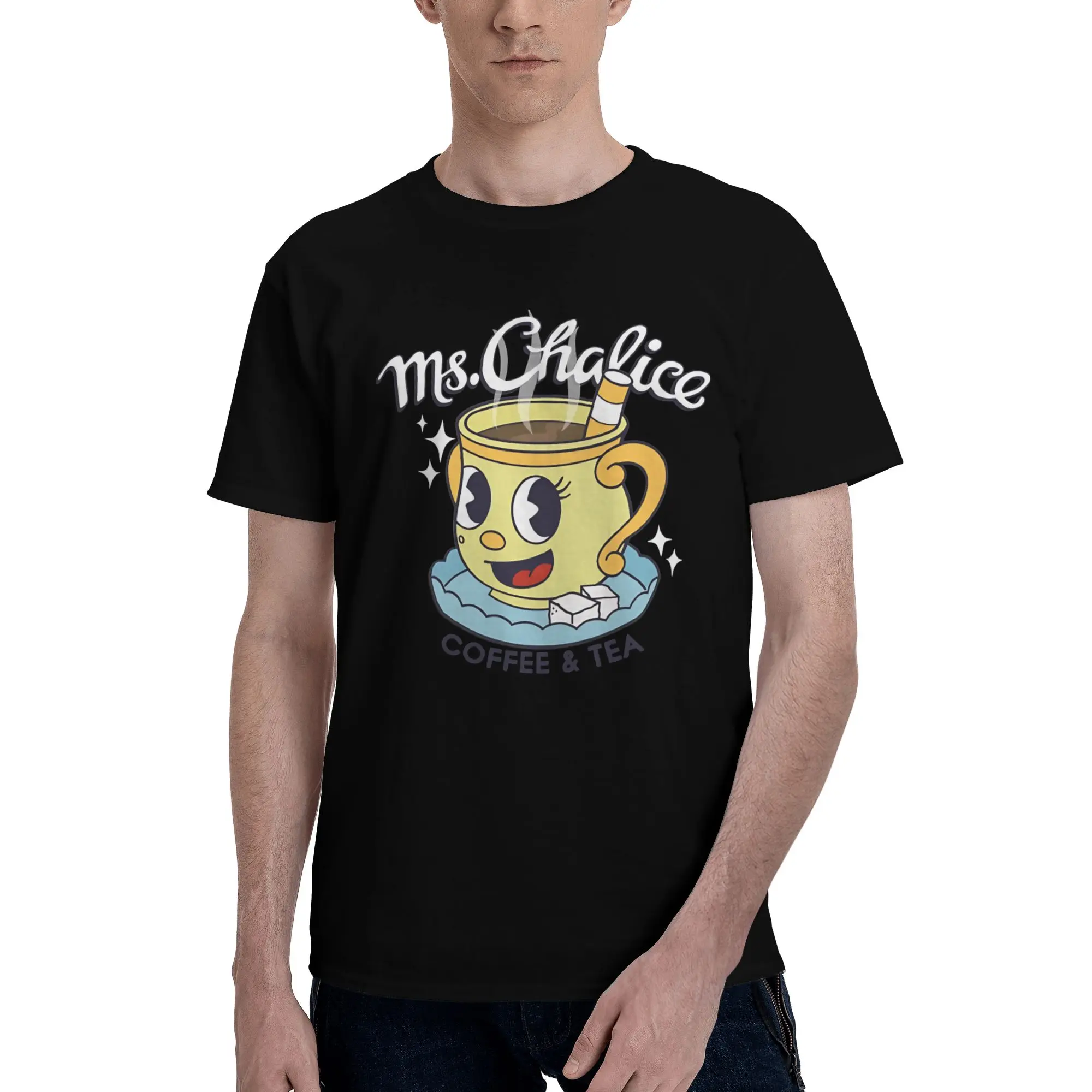 New Arrival Cuphead and Mugman cup mug T Shirt for Men Women  Cotton Tee Shirt Short Sleeve Clothes