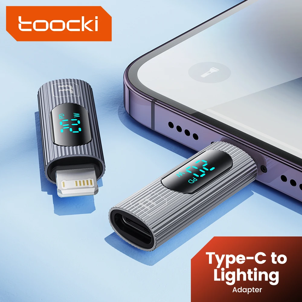 Toocki OTG USB 2.0 tipo C femmina a iP maschio adattatore per iPhone 14 13 Pro Max LED USB C OTG connettore per Macbook Laptop Xiaomi