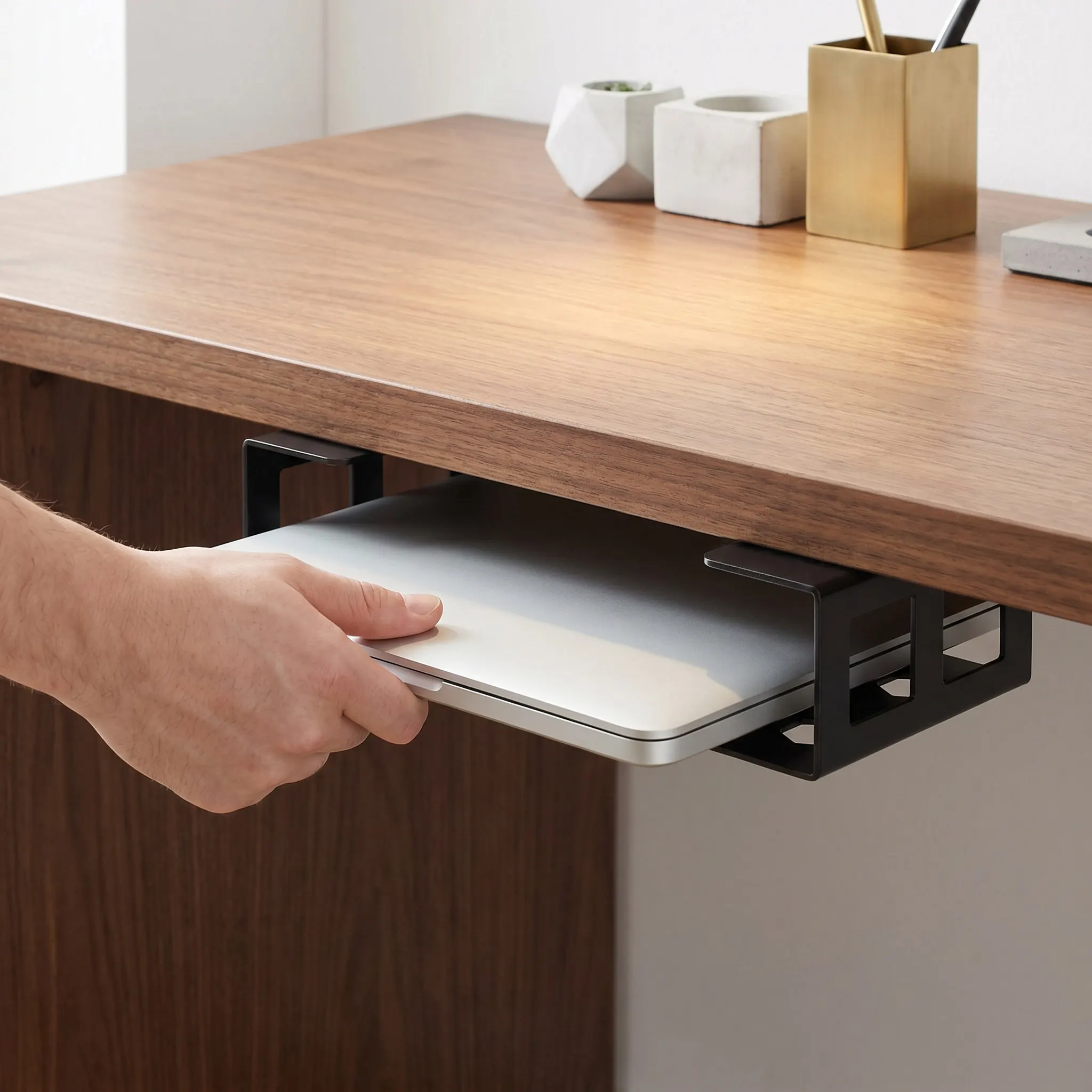 2Sets Under Desk Laptop Storage Stand Heavy Duty Metal Organizer Perfect for Space Saving Workspace Pc Holder Under Desk