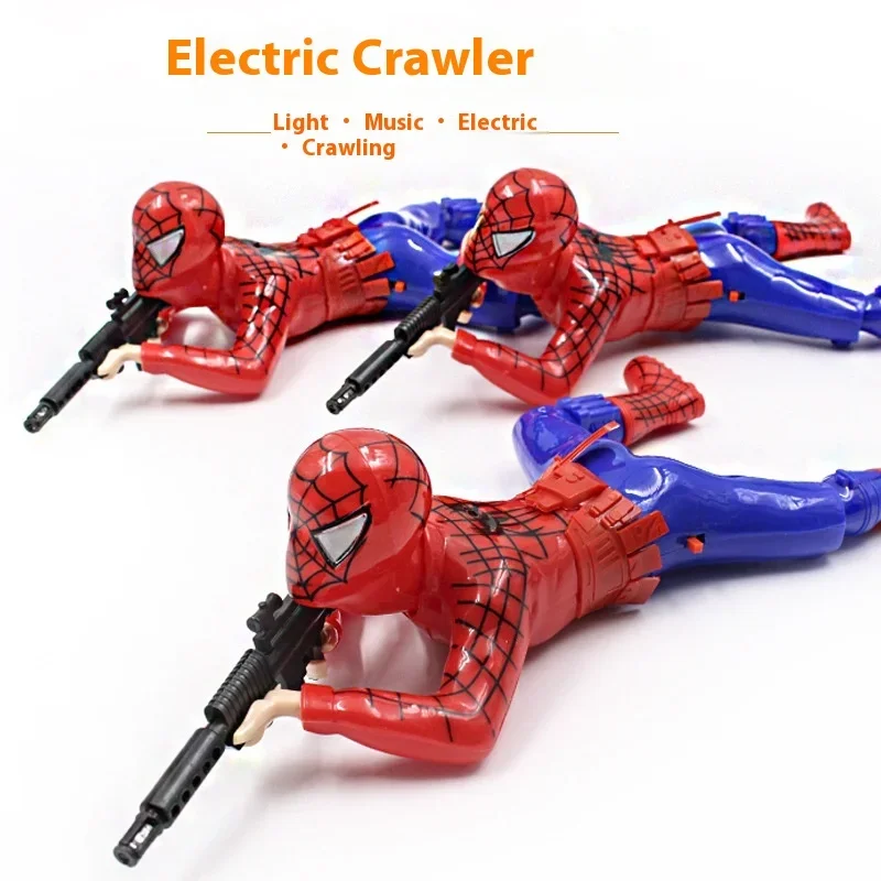 

Spider Man Jedi Crawler Electric Bald Head With Light Sound Crawler Warrior Shooting Children's Electric Interest Toy Gift