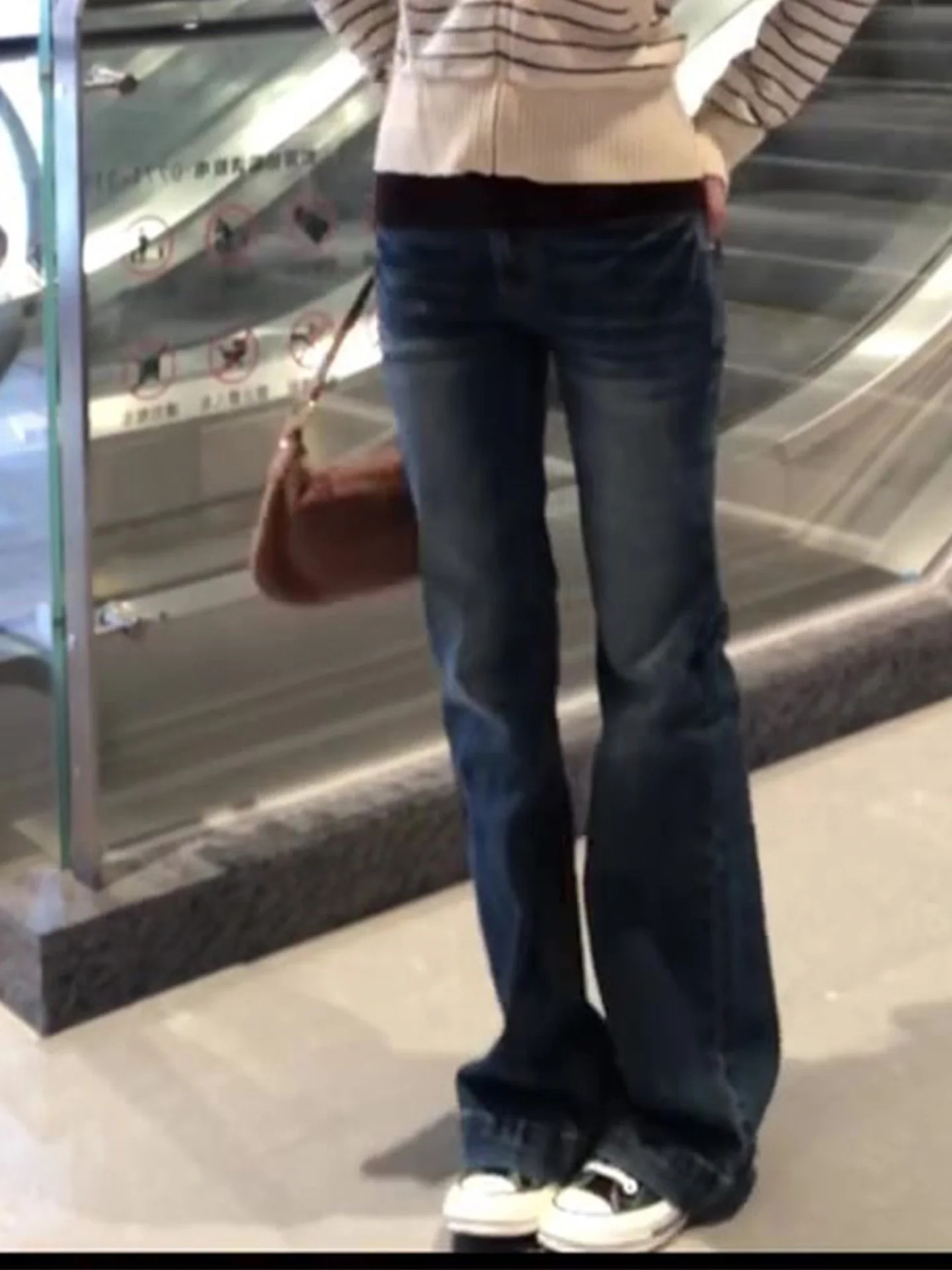 레트로 아메리칸 하이 스트리트 웨이드 벨 보트 진 여성용 가을 겨울 신상 슬레 하이 웨이스트 스트레이트 레그 팬츠