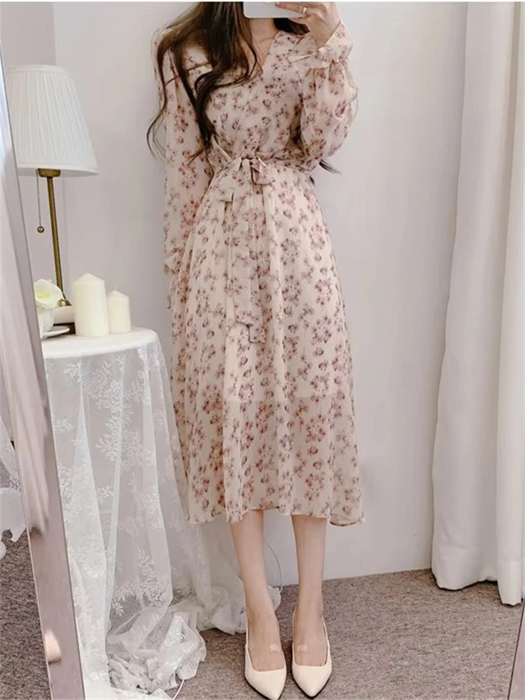 S-XL Nouveau Printemps Robe Bol Boho En Mousseline De Soie Femme Vintage Robe De Soirée surdimensionné À Manches sulfFemmes Robes Robe Vestido