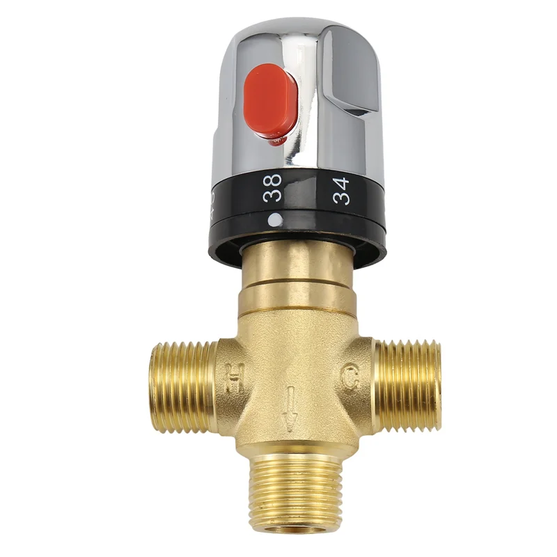 A23E-Thermostatic Mixing Valve Solid Brass G1/2 For Shower System Water Temperature Control Pipe Basin Thermostat Control
