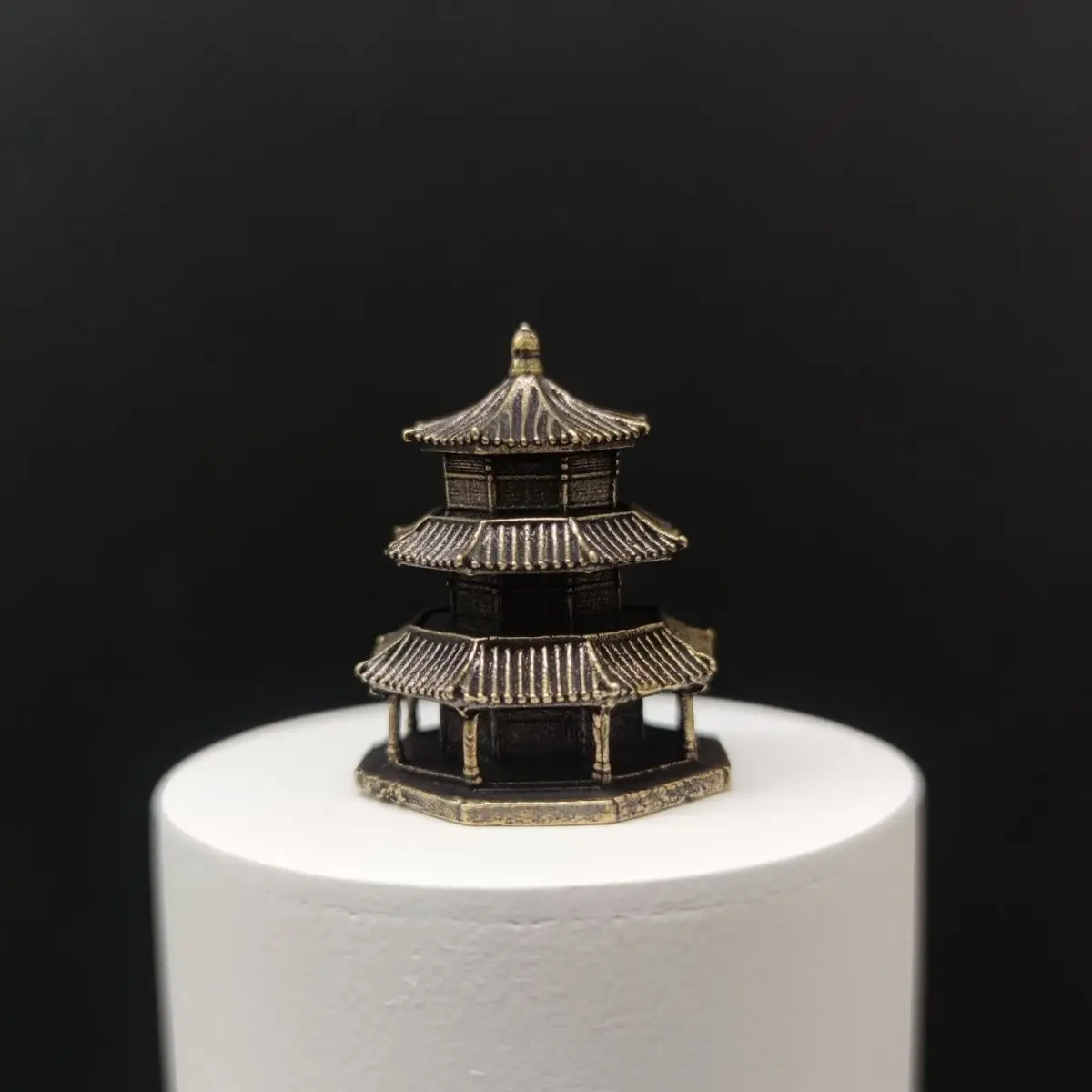 Ancient Architecture Octagonal Pagoda Building, Wooden Building, Bonsai Fish Tank, Micro Landscape Decoration