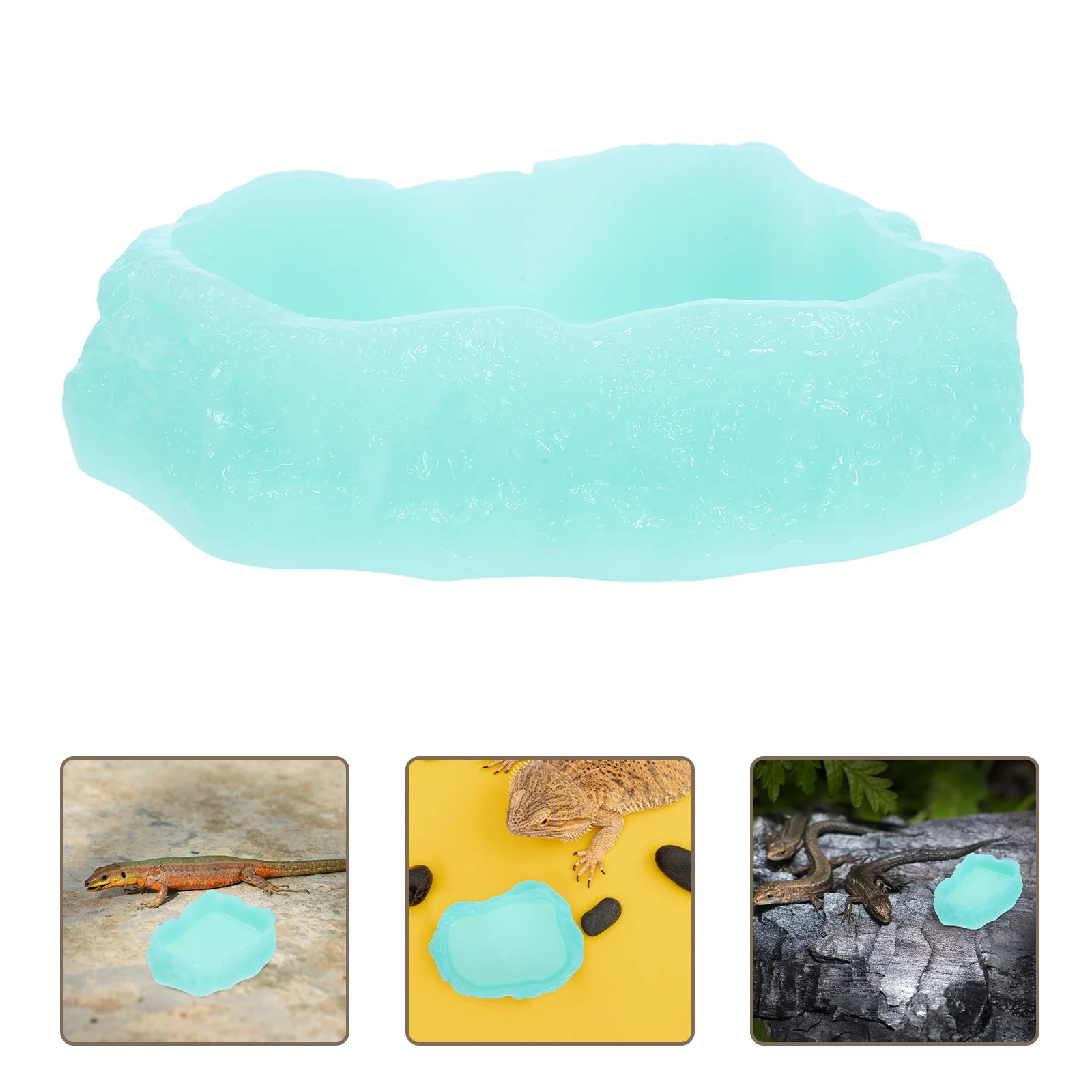 

Luminous Reptile Food Water Basin Gecko Turtle Snake Accessories Tank Durable Tank Reptile Water Bowl Resin Pet Dish
