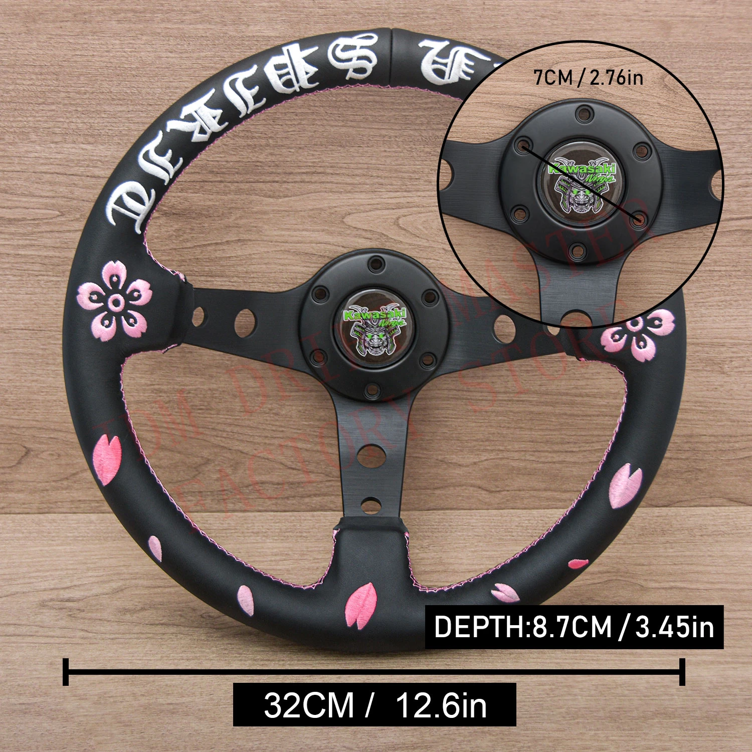 Universal 13Inch Vertex Samurai Sakura Steering Wheel Car JDM Leather Sim Racing Sport Steering Wheel