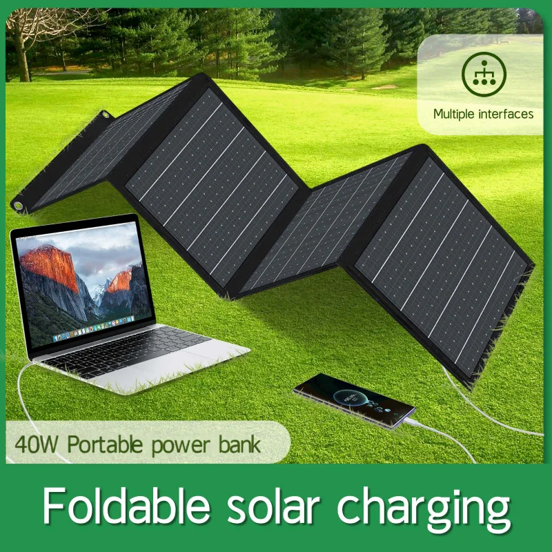 Foldable Bag Solar Panel 25-60W - Portable Solar Charger with USB+DC Output for Outdoor Power & Phones